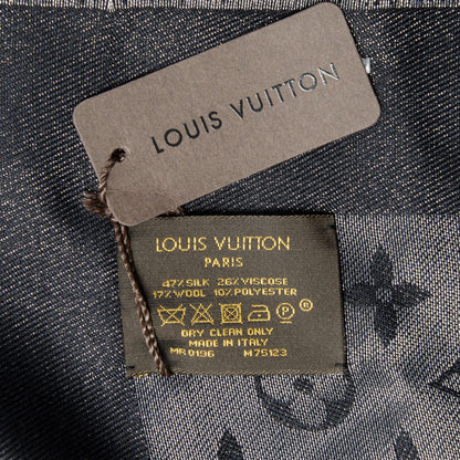 Louis Vuitton Silk Lurex Wool Monogram Shine Shawl Black 5 of 5