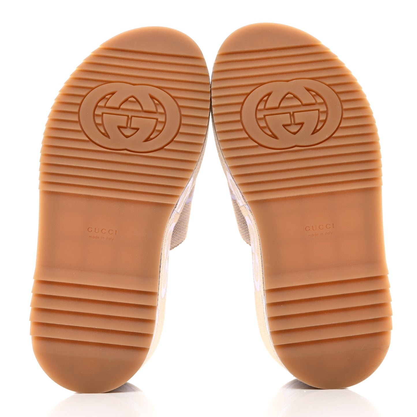 Monogram Jumbo GG Platform Slide Wedge Sandals 38 Beige Lapis