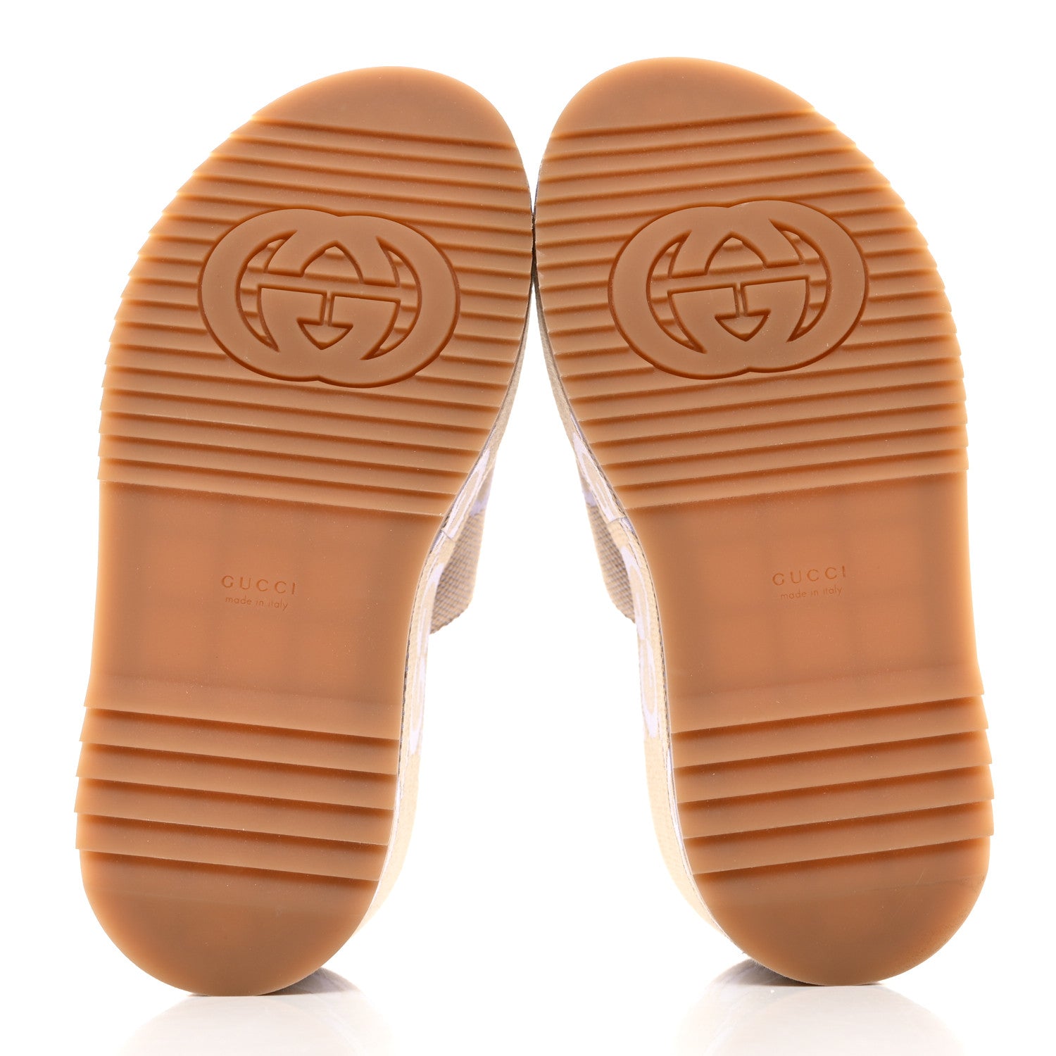 Gucci Monogram Jumbo GG Platform Slide Wedge Sandals 38 Beige Lapis 5 of 8