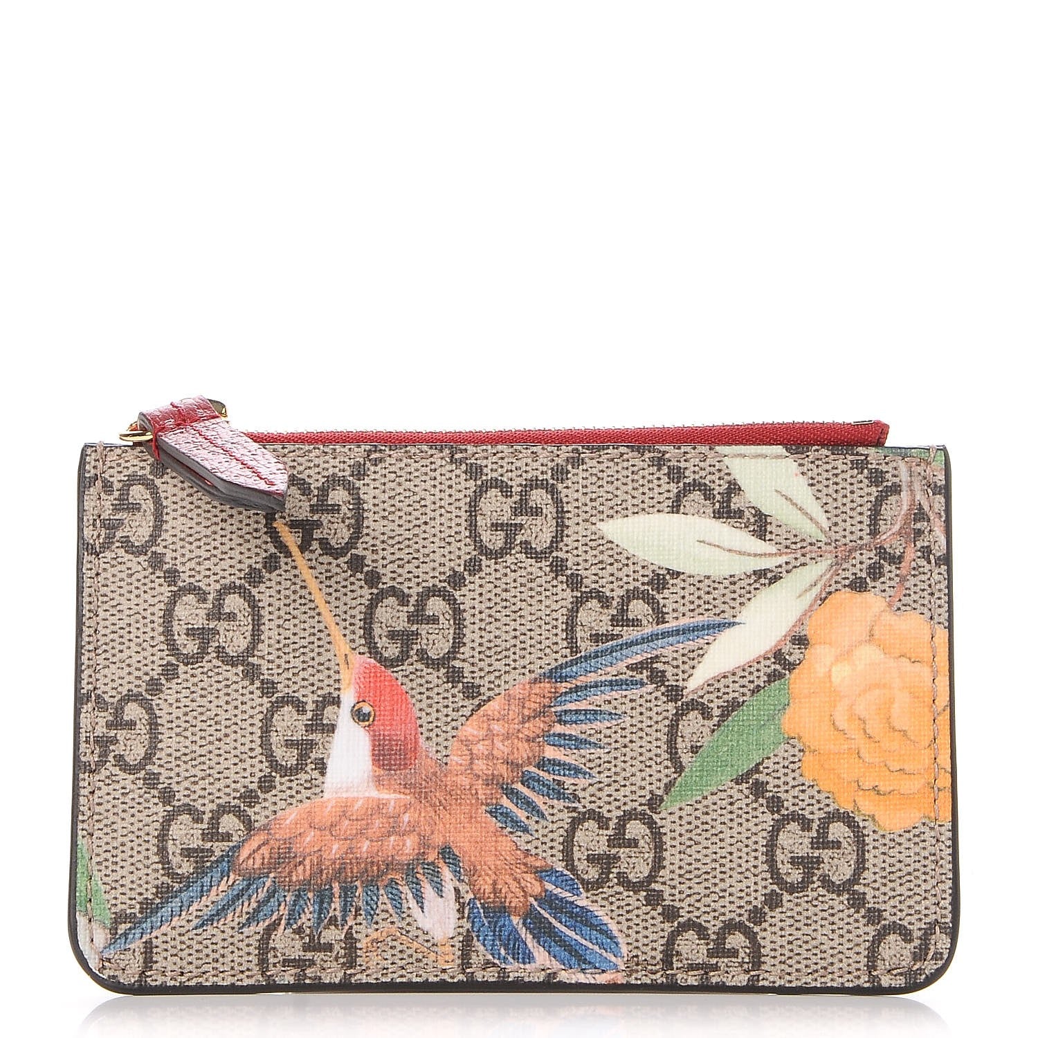 Gucci GG Supreme Monogram Tian Key Case Beige Multicolor Red 7 of 8