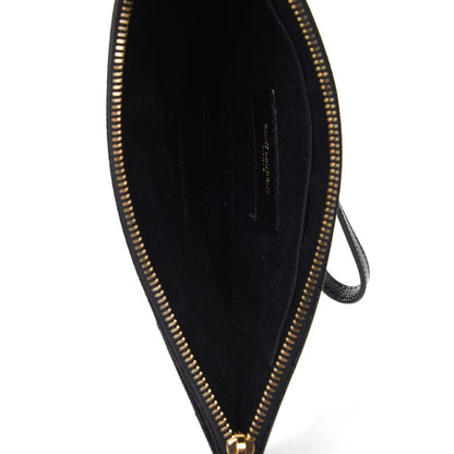 Saint Laurent Grain De Poudre Chevron Monogram Large Bill Pouch Black 5 of 10