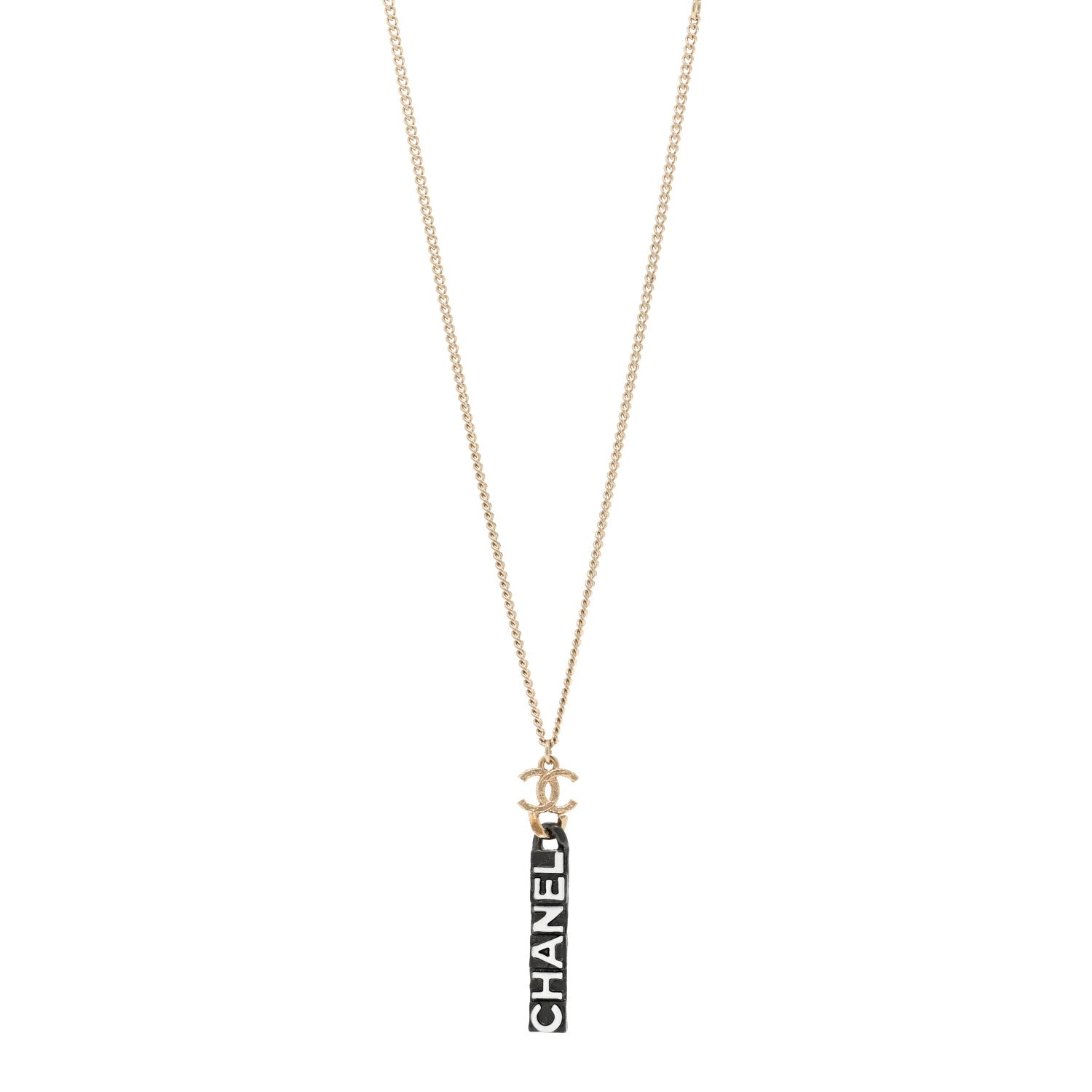 Chanel Enamel CC Logo Chain Necklace Ruthenium White 1 of 4