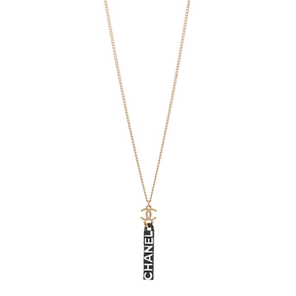 Chanel Enamel CC Logo Chain Necklace Ruthenium White 1 of 4