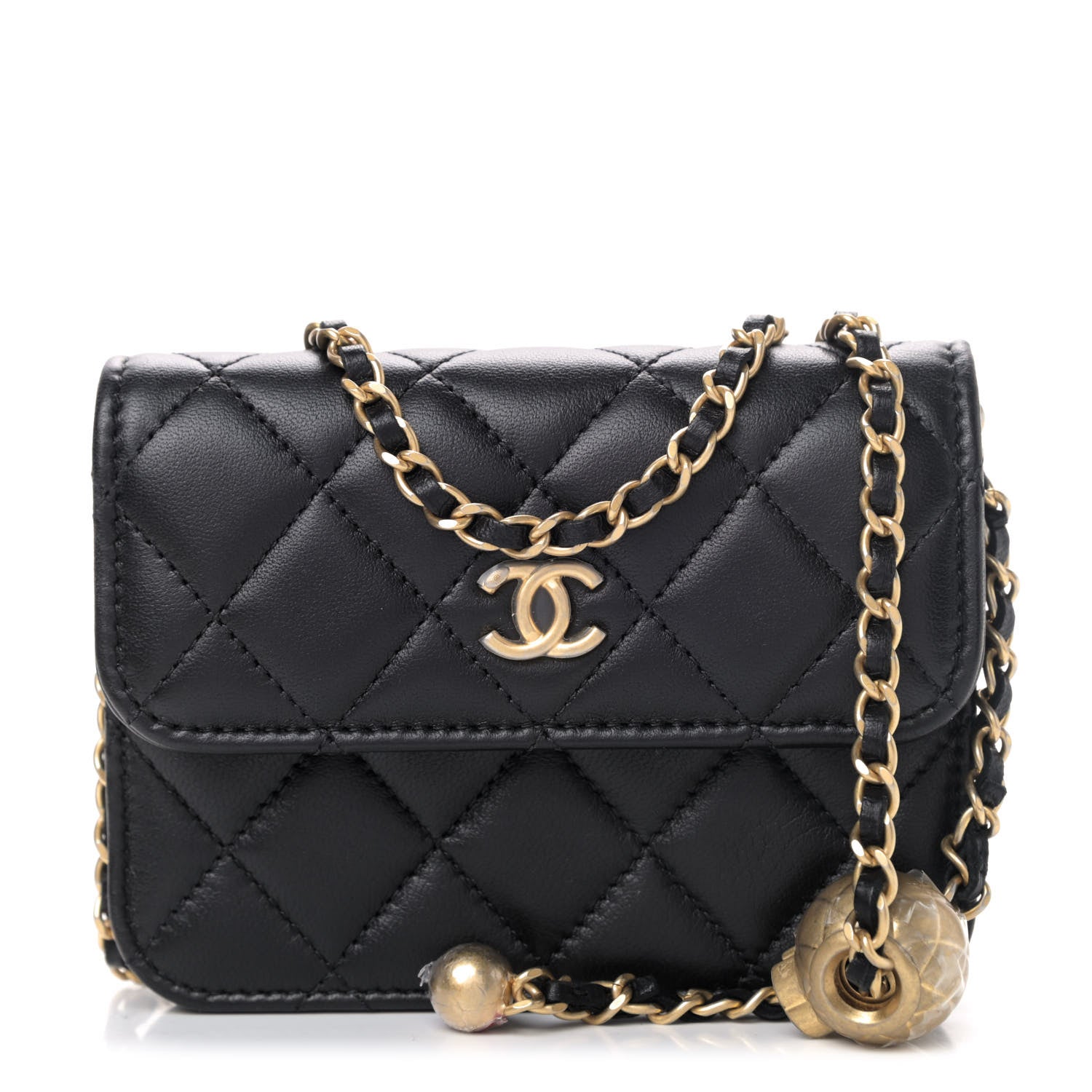 Chanel Lambskin Quilted Pearl Crush Clutch With Chain Black 1 of 4