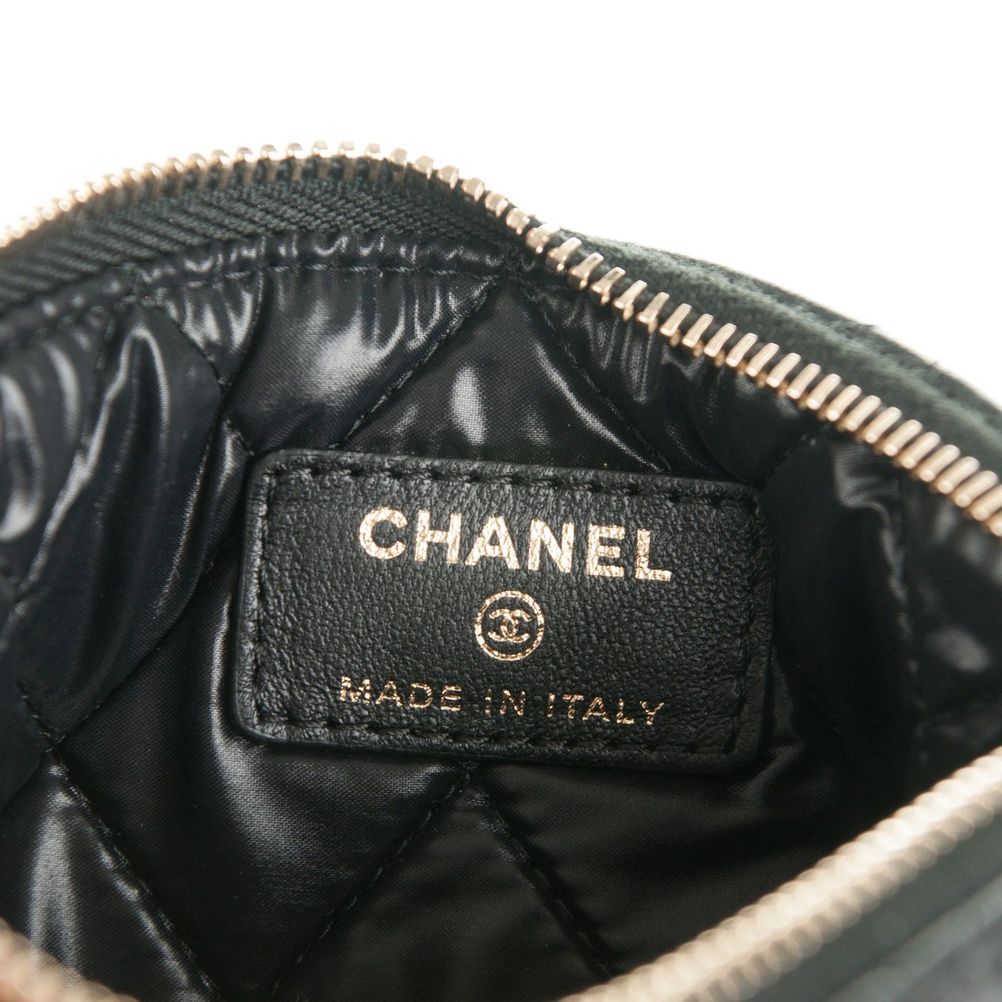 Lambskin Quilted Small Casino Cosmetic Case Black