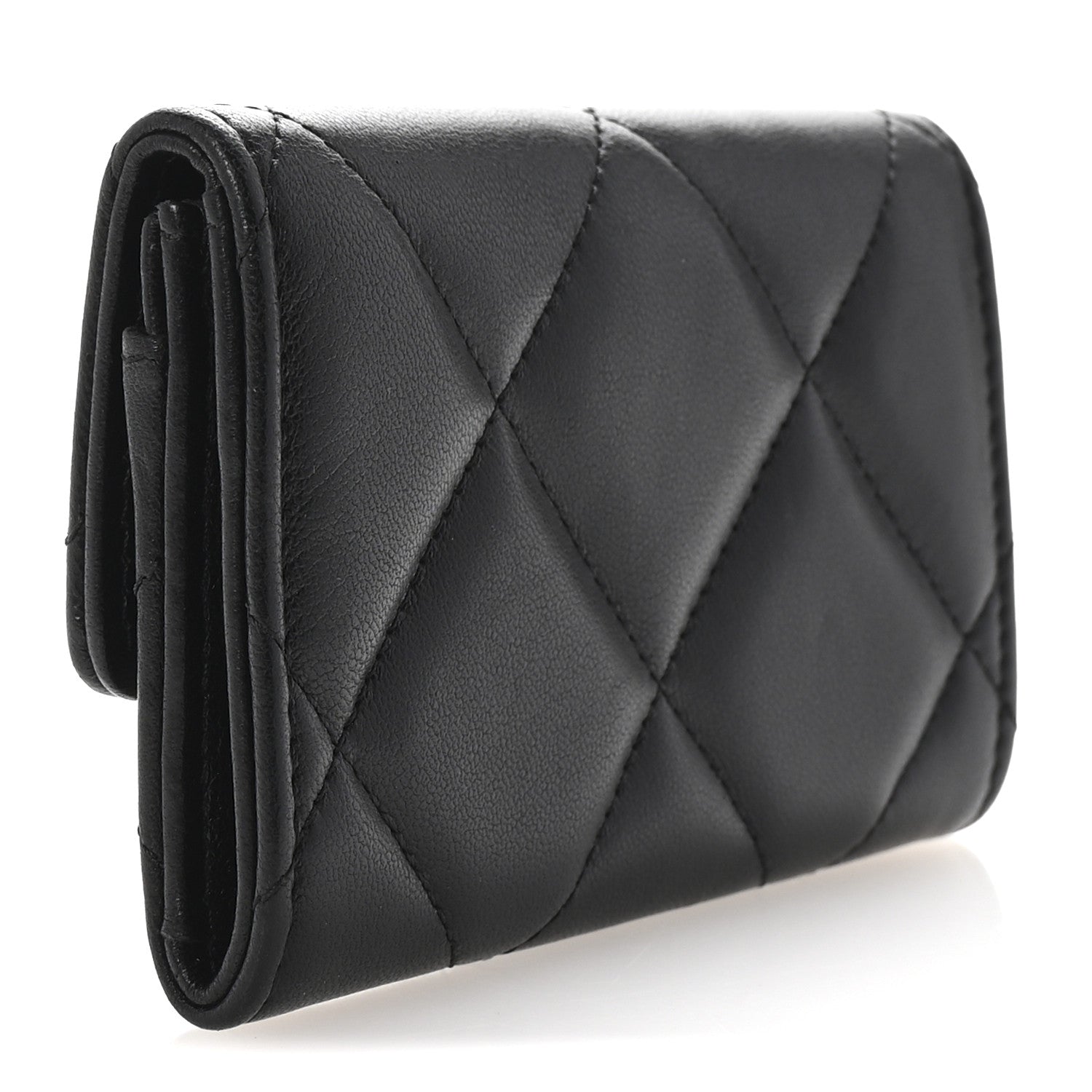 Chanel Lambskin Quilted Chanel 19 Flap Card Holder Black 3 of 8