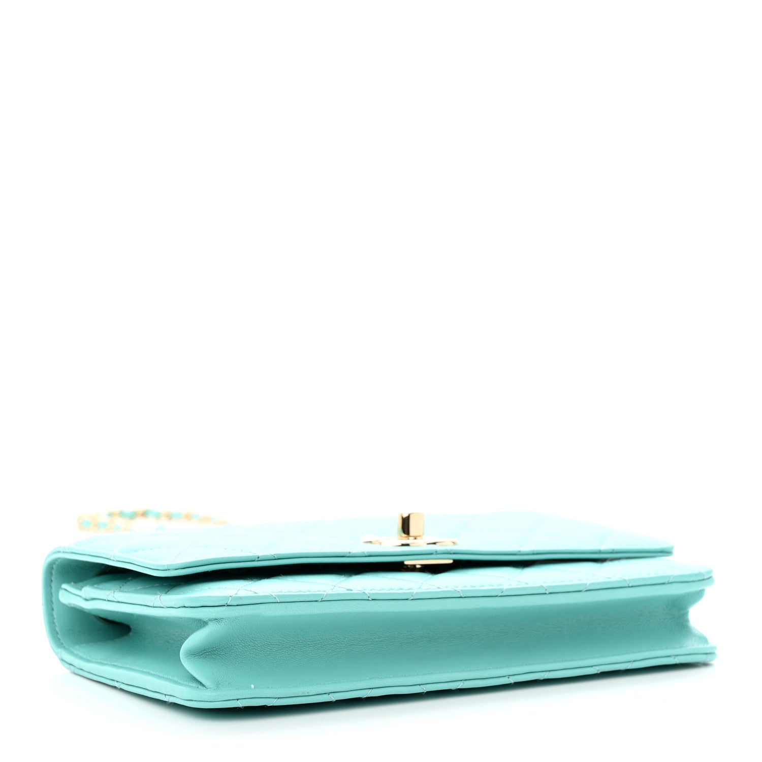 Chanel Lambskin Quilted Trendy CC Wallet On Chain WOC Turquoise 4 of 12