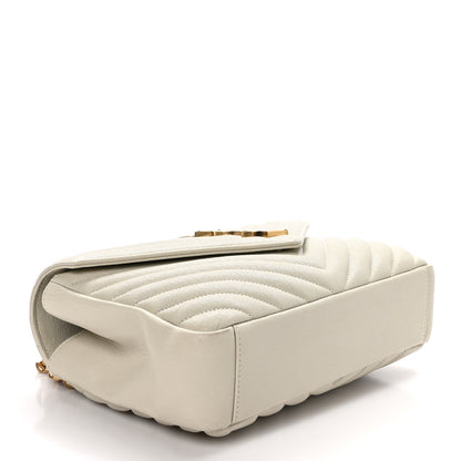 Saint Laurent Sheepskin Matelasse Chevron Monogram Medium College Bag Crema Soft 4 of 11