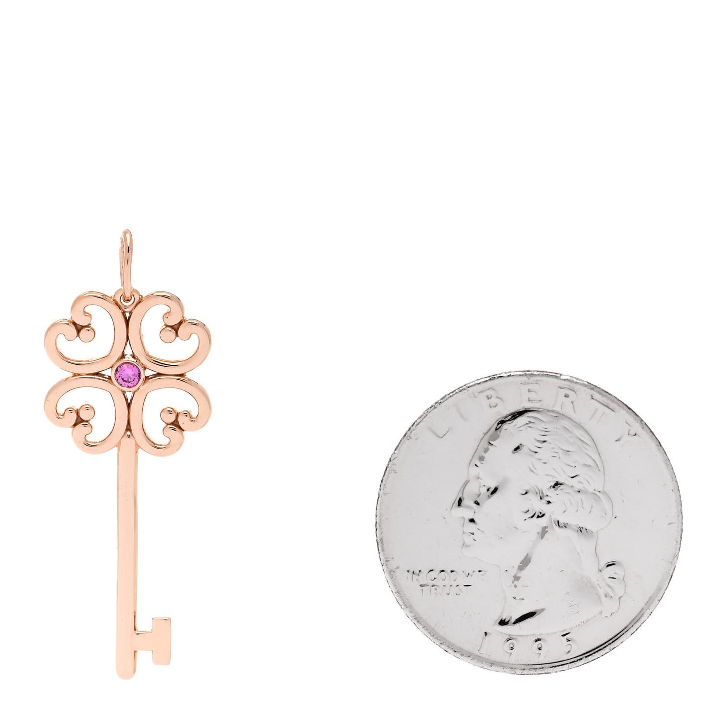 18K Rose Gold Pink Sapphire Quatra Key Pendant