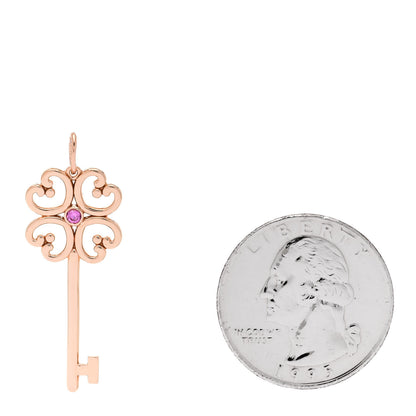 Tiffany 18K Rose Gold Pink Sapphire Quatra Key Pendant 2 of 4