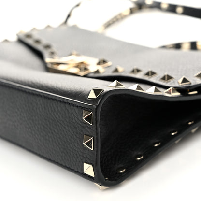 Valentino Garavani Pebbled Calfskin Medium Rockstud Flip Lock Crossbody Bag Black 9 of 9