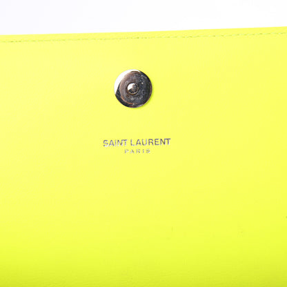 Saint Laurent Calfskin Classic Monogram Clutch Neon Yellow 7 of 11