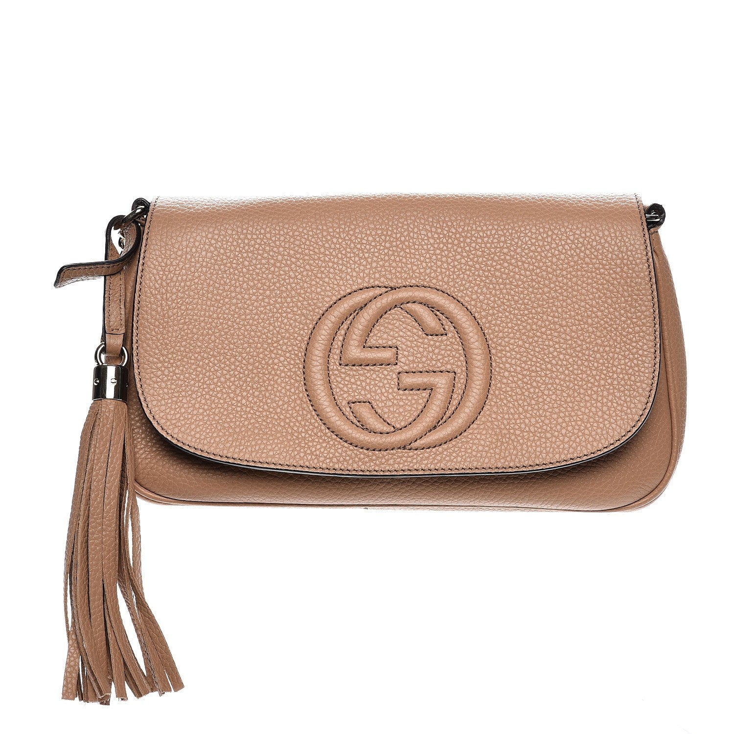Gucci Pebbled Calfskin Medium Soho Flap Crossbody Camelia 1 of 8