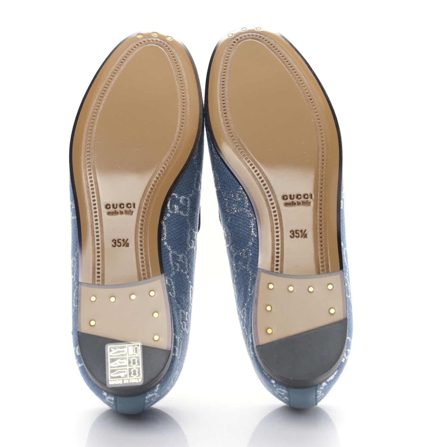 Gucci Canvas Lame GG Monogram Horsebit Womens Jordaan Loafers 35.5 Blue Silver 5 of 8