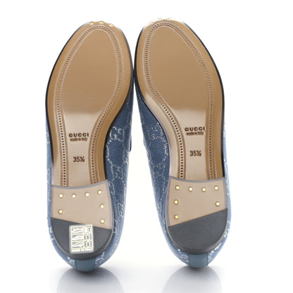 Gucci Canvas Lame GG Monogram Horsebit Womens Jordaan Loafers 35.5 Blue Silver 5 of 8