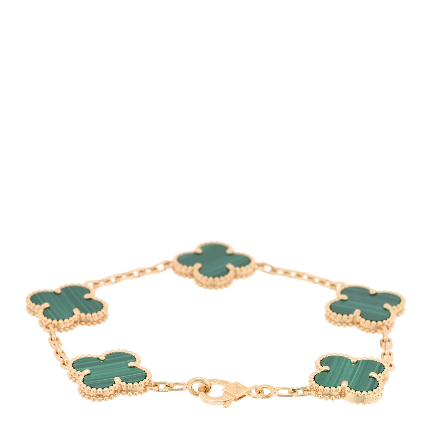 Van Cleef & Arpels 18K Yellow Gold Malachite 5 Motifs Vintage Alhambra Bracelet 2 of 4