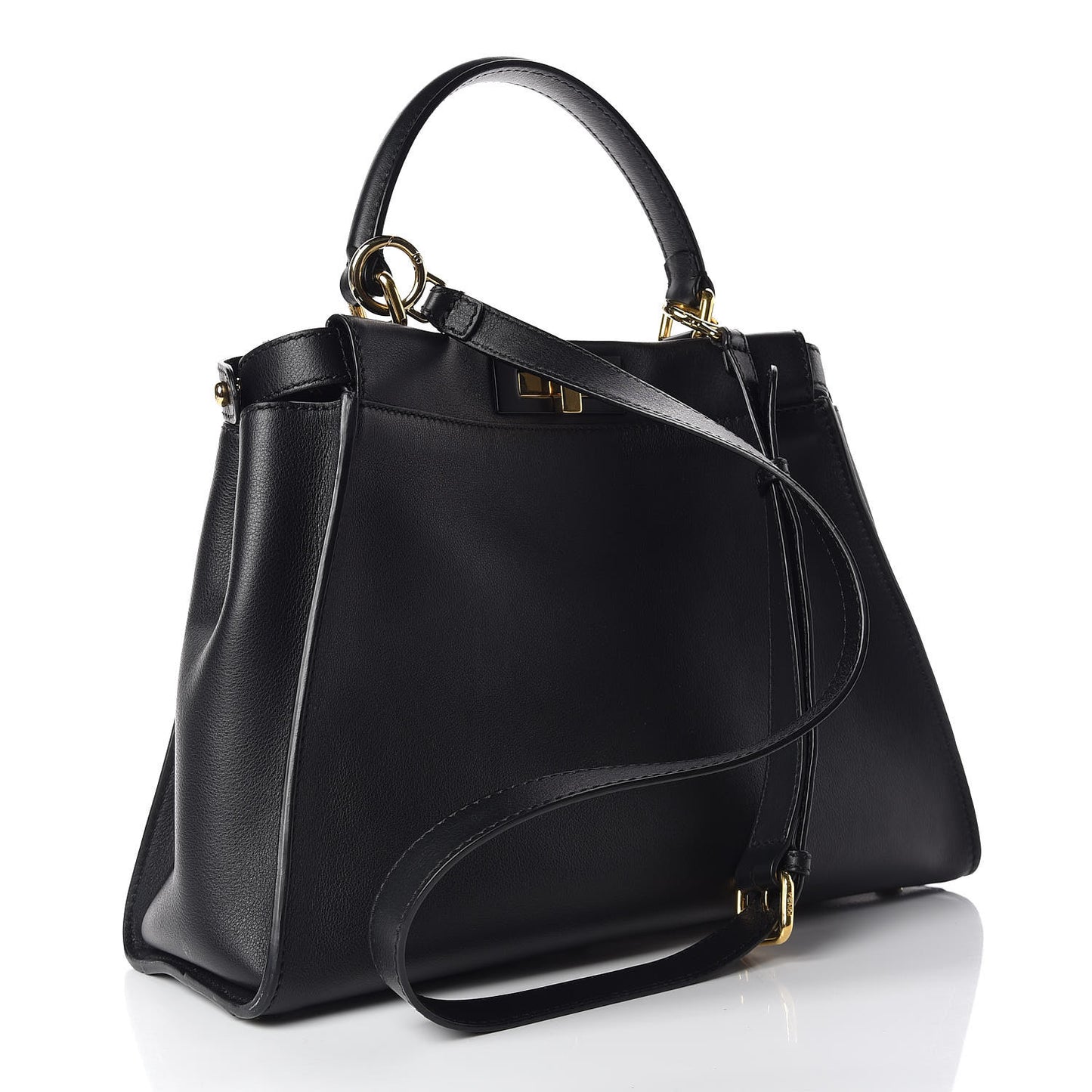 Vitello Seta Shiny Nappa Medium Peekaboo Iconic Satchel Black