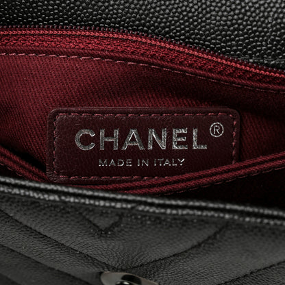 Chanel Caviar Chevron Quilted Mini Coco Handle Flap So Black 6 of 12
