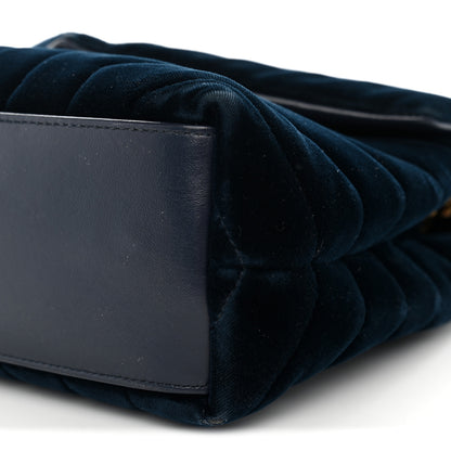 Saint Laurent Velvet Y Quilted Monogram Small Loulou Chain Satchel Medium Blue 10 of 10