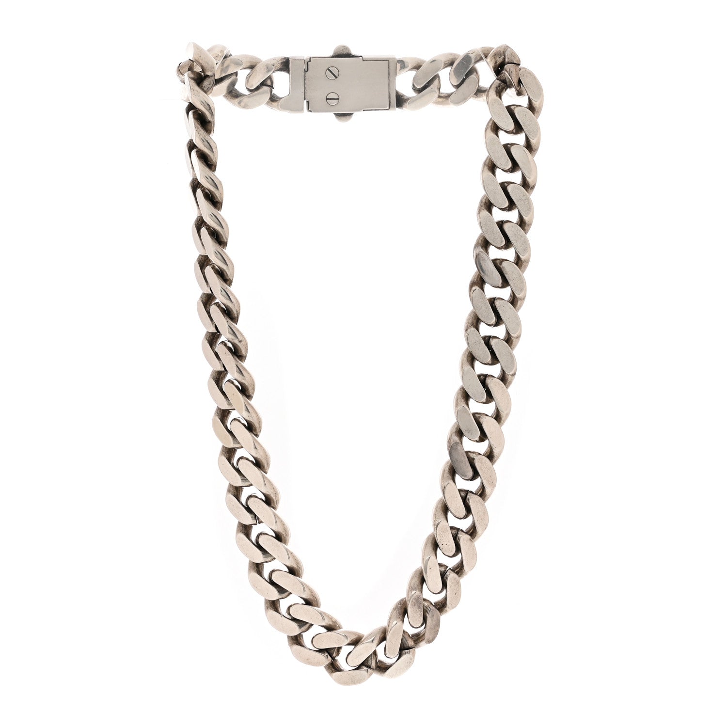 Saint Laurent Metal Curb Chain Necklace Oxidized Silver 3 of 5
