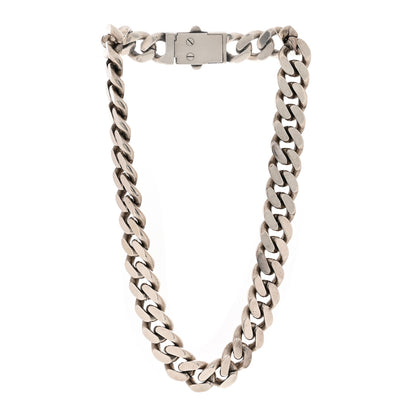 Saint Laurent Metal Curb Chain Necklace Oxidized Silver 3 of 5