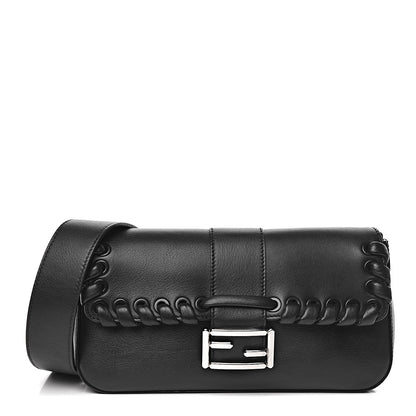Fendi Vitello Dolce Lace Up Baguette Black 1 of 14