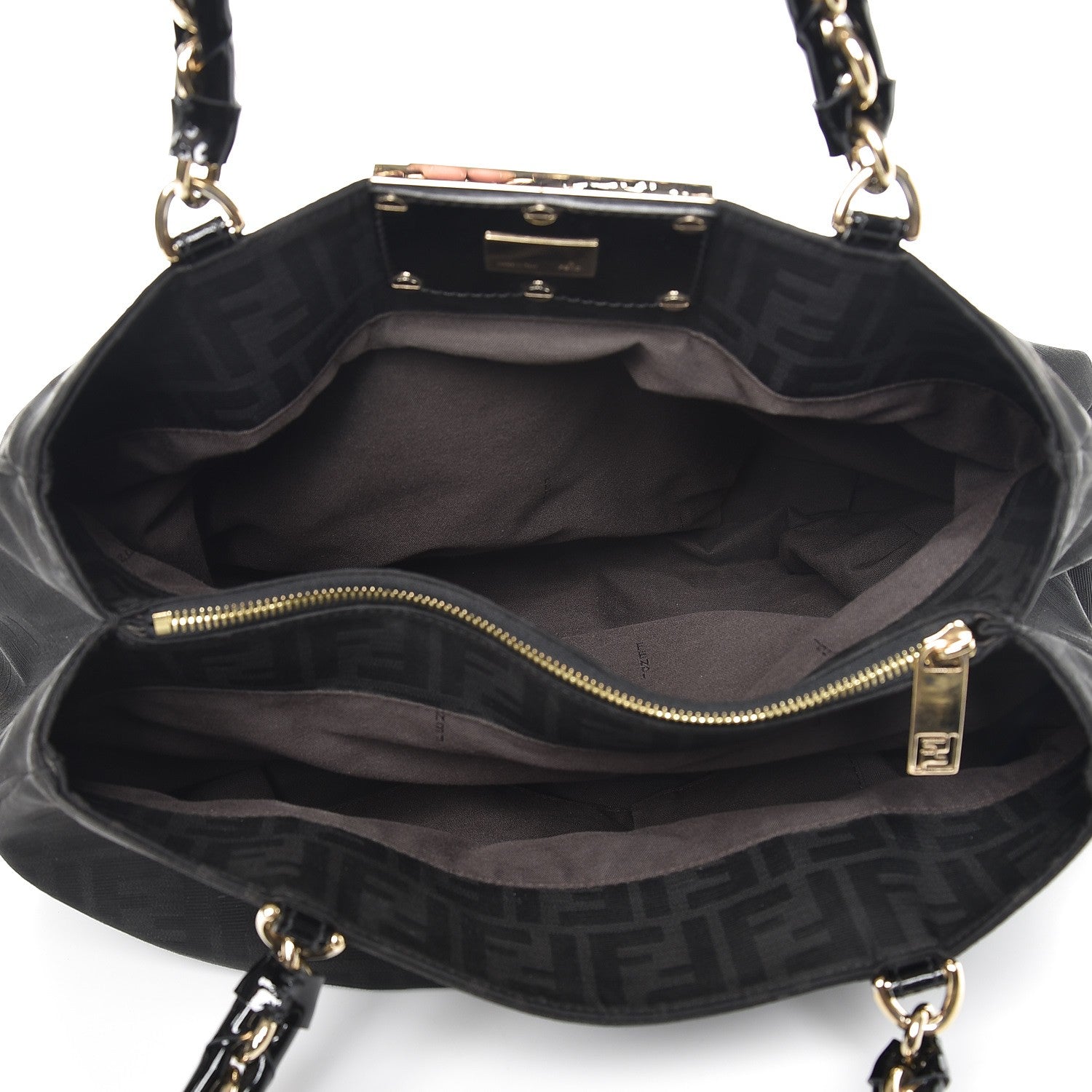 Fendi Zucca Enamel Mia Tote Black 5 of 14