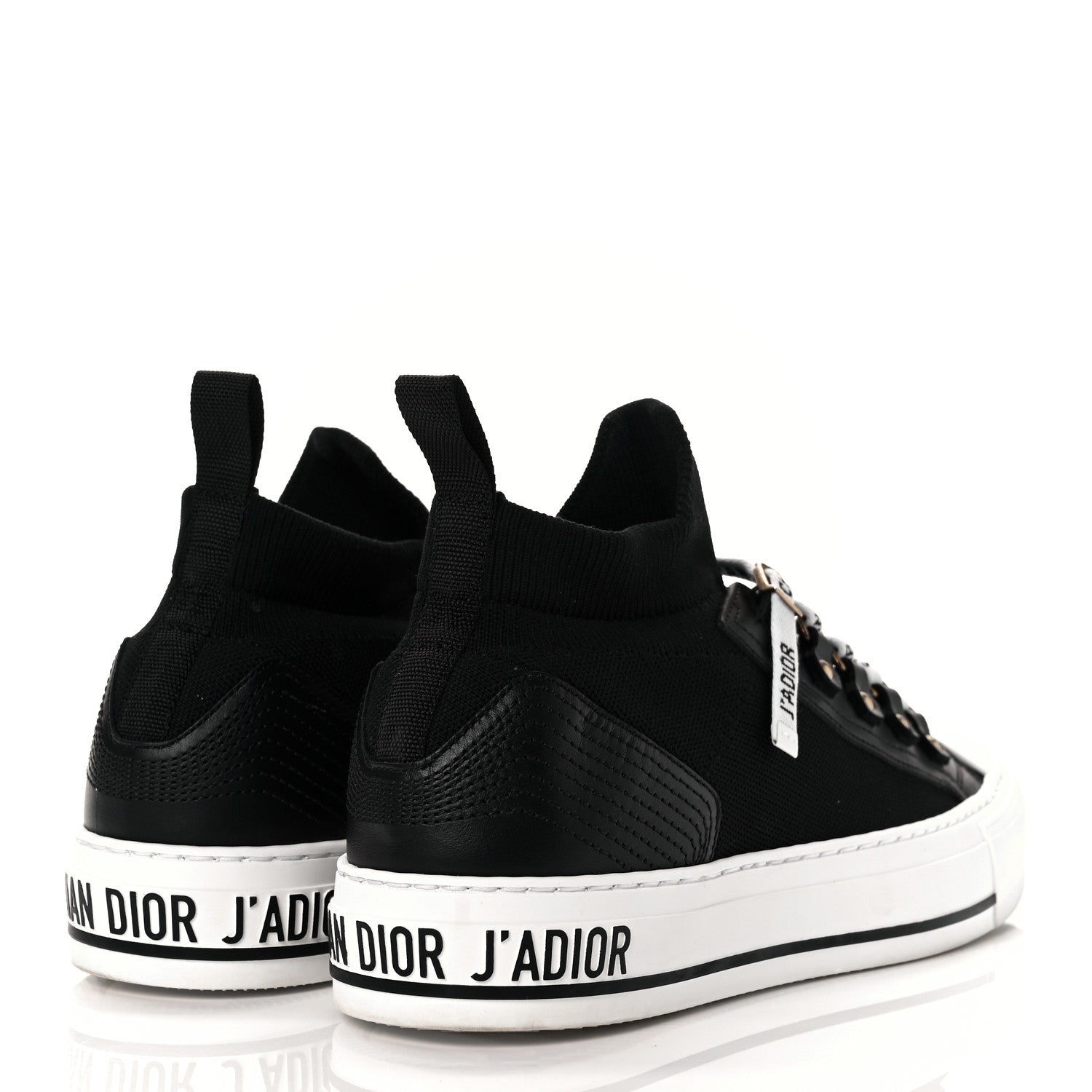 Christian Dior Technical Knit Calfskin Womens Walk'N'Dior High Top Sneakers 38.5 Black 4 of 8