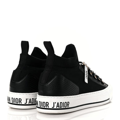 Christian Dior Technical Knit Calfskin Womens Walk'N'Dior High Top Sneakers 38.5 Black 4 of 8