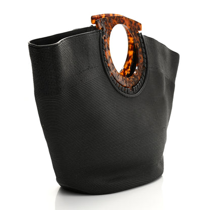 Salvatore Ferragamo Straw Maia Gancini Rascello Tote Black 1 of 10