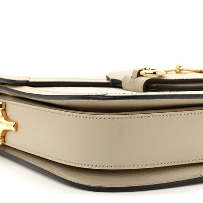 Gucci GG Supreme Monogram Textured Dollar Calfskin Horsebit 1955 Shoulder Bag Beige Mystic White Oatmeal 9 of 10