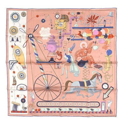 Hermes Silk Tea For Two Scarf 90 Rose Poudre White Bleu 1 of 3