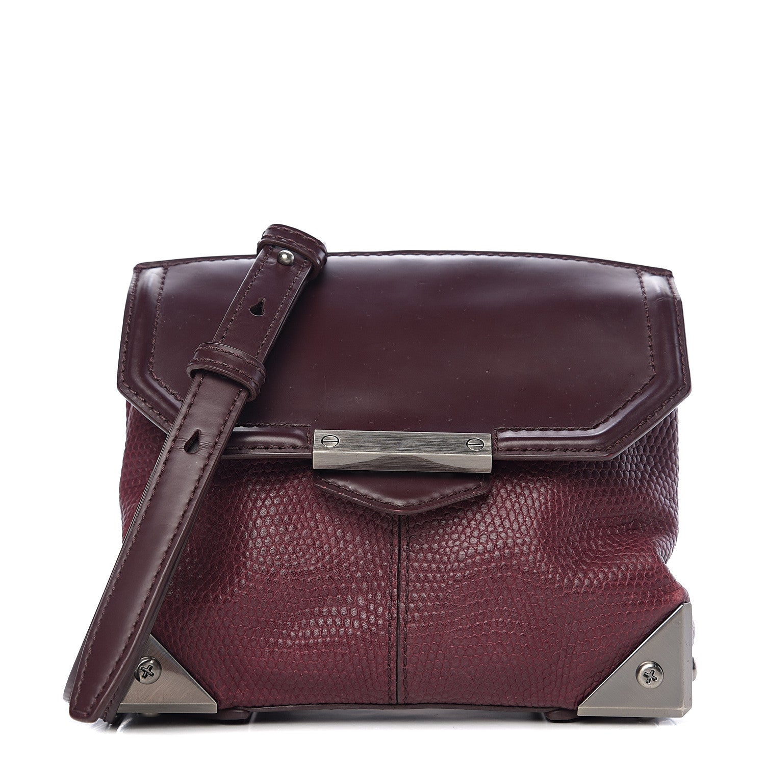 Alexander Wang Lizard Calfskin Embossed Small Marion Tote Oxblood Silver Hardware 1 of 8