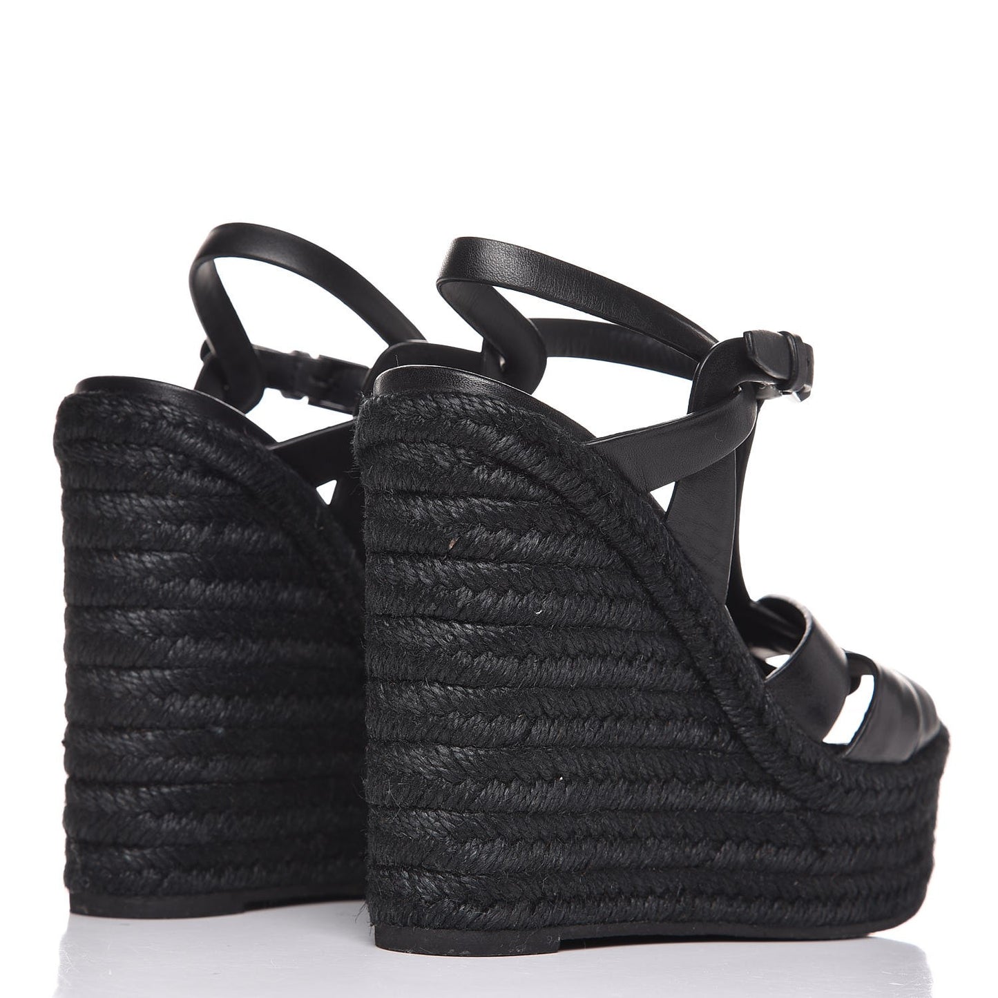 Calfskin 85 Platform Espadrille Wedge Sandals 36 Black