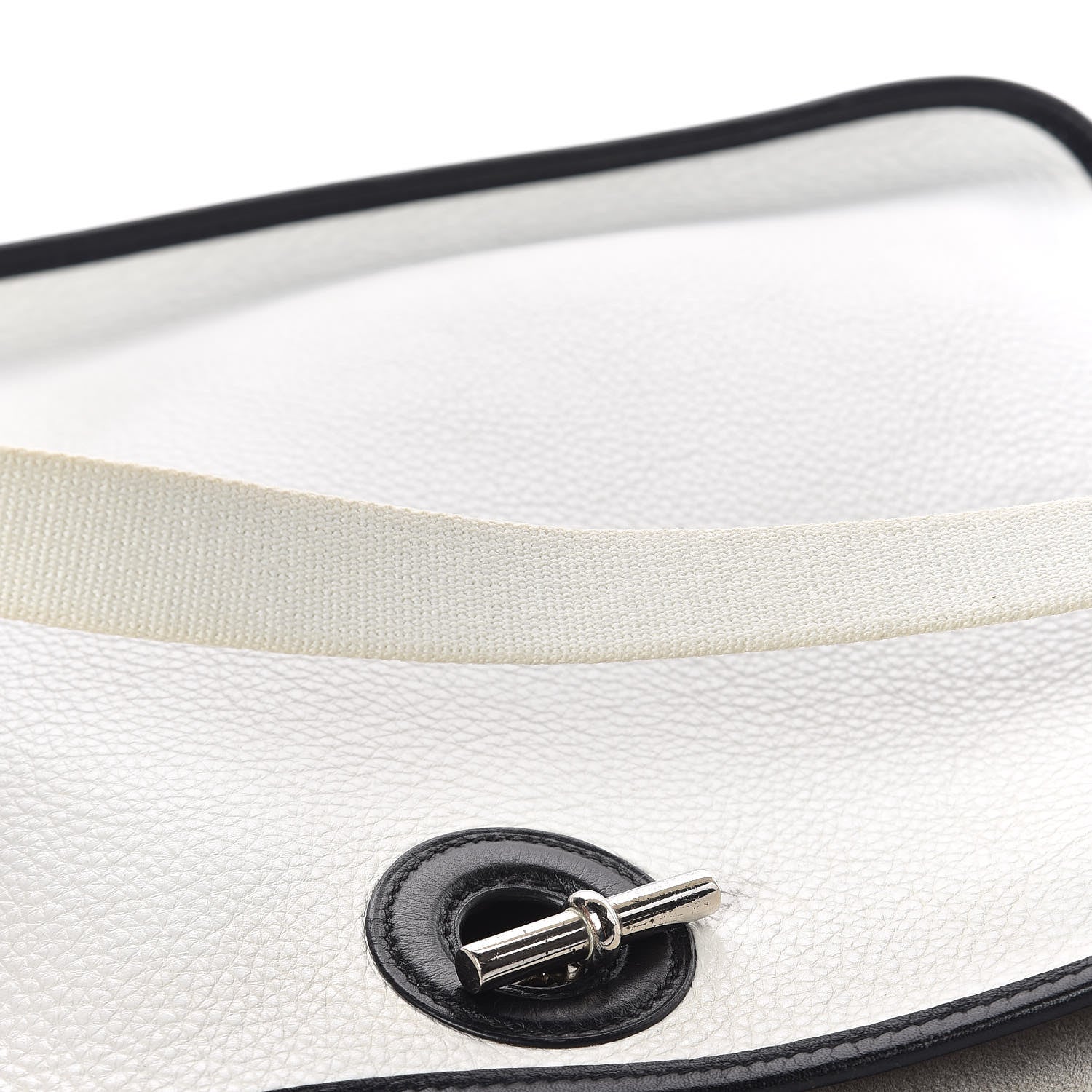 Hermes Taurillon Clemence Vespa PM White Black 7 of 16