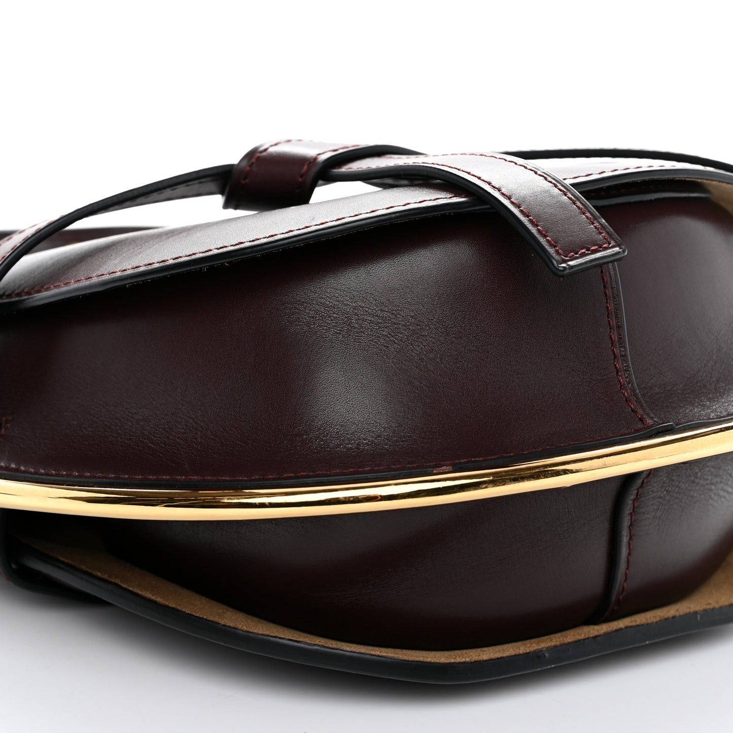 Calfskin Small Metal Gate Crossbody Bag Oxblood