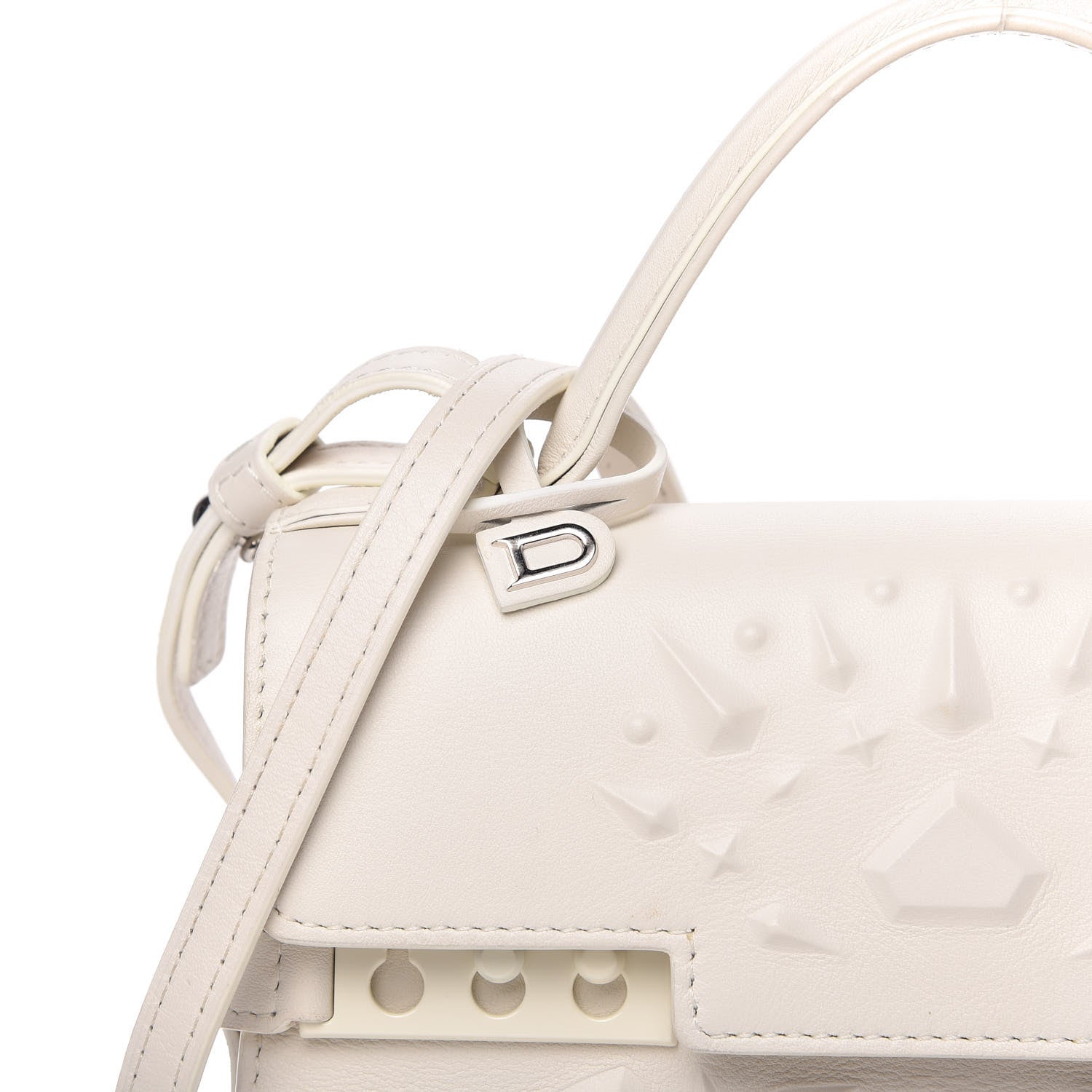 Delvaux Calfskin Embossed Mini Tempete Satchel White 10 of 10