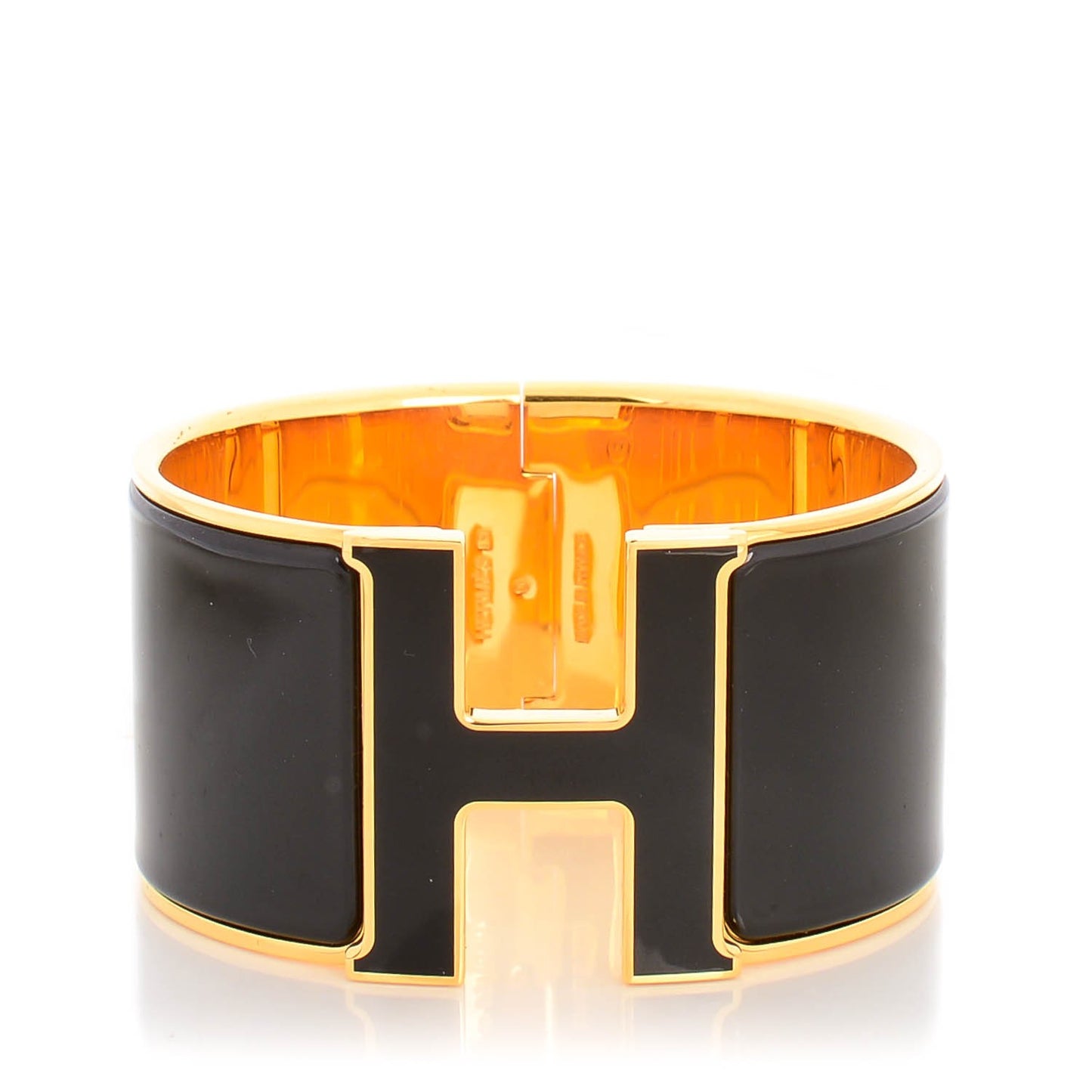 Enamel Extra Wide Clic Clac H Bracelet GM Black