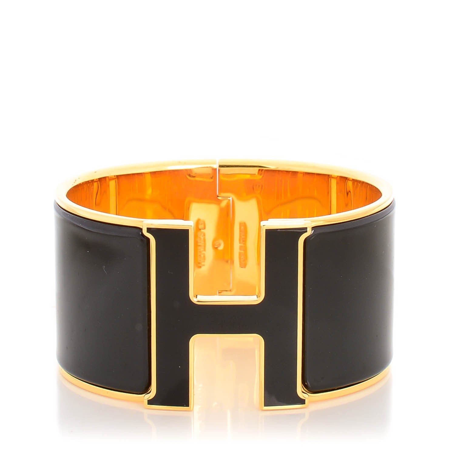 Hermes Enamel Extra Wide Clic Clac H Bracelet GM Black 1 of 7