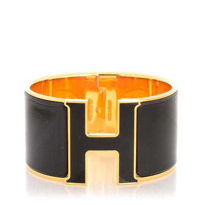 Hermes Enamel Extra Wide Clic Clac H Bracelet GM Black 1 of 7