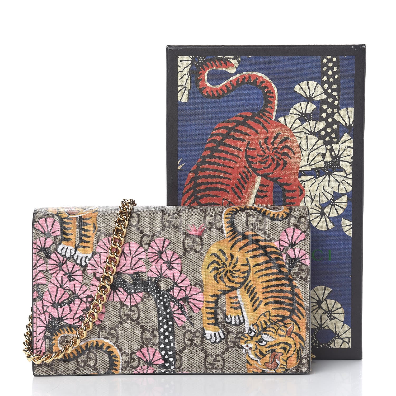 Gucci GG Supreme Monogram Bengal Chain Wallet Beige Pink 11 of 11