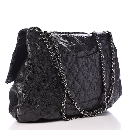Chanel Crumpled Caviar Quilted Maxi Elastic Flap Black 3 of 14