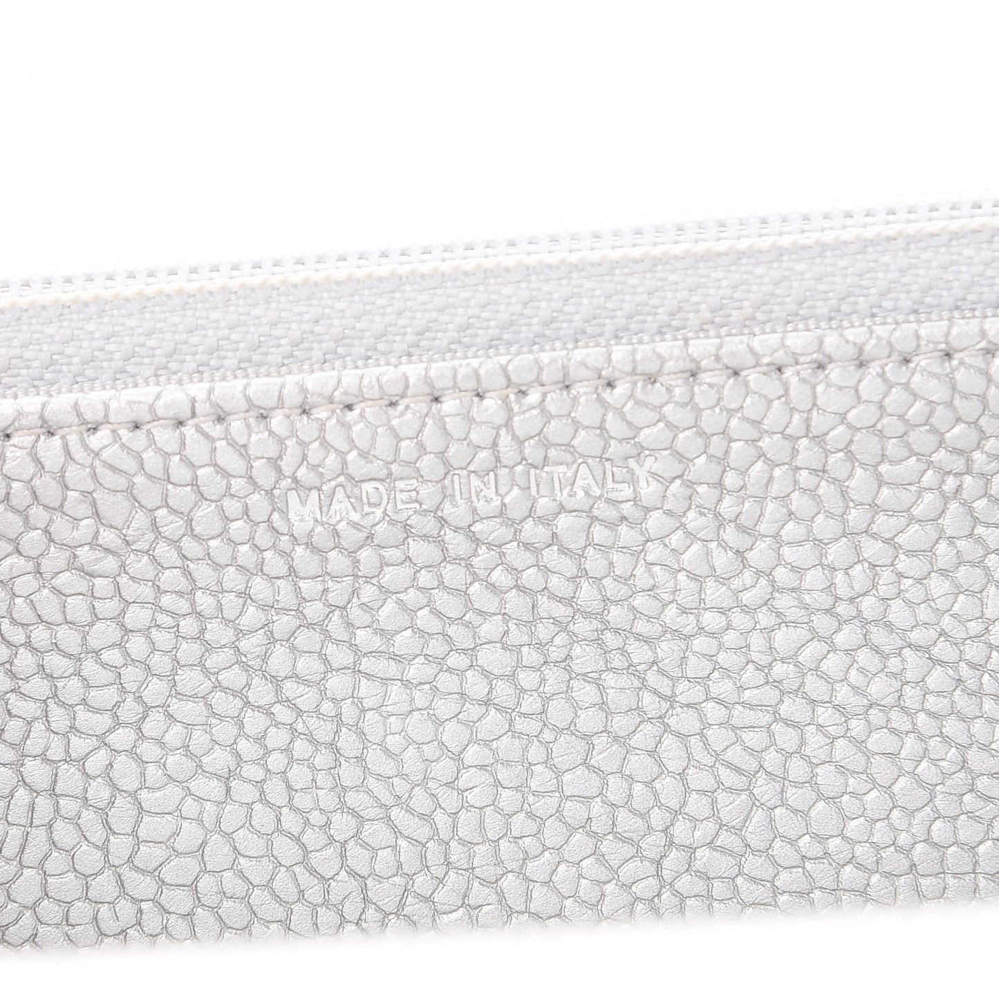 Metallic Caviar Quilted Wallet on Chain WOC Silver