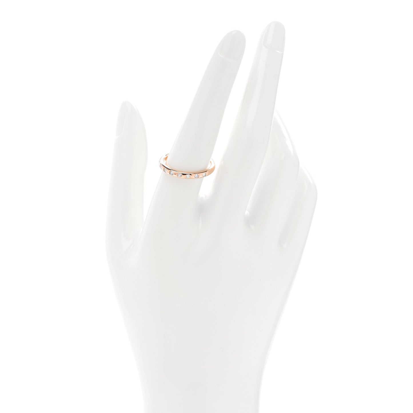 18K Rose Gold Diamond Elsa Peretti 8 Diamond Stacking Band Ring 58 8.5