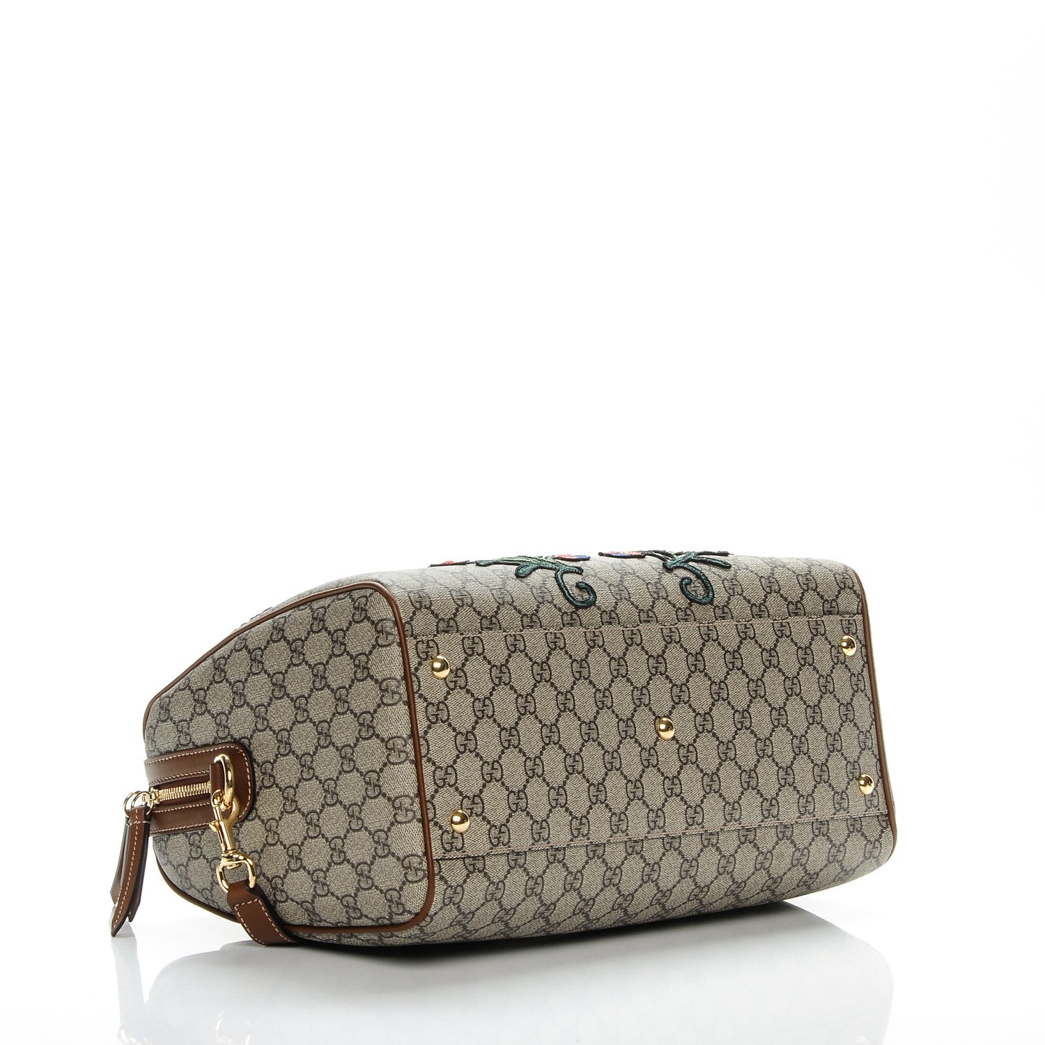 Gucci GG Supreme Monogram Embroidered Medium Boston Brown 4 of 7