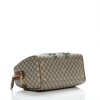 Gucci GG Supreme Monogram Embroidered Medium Boston Brown 4 of 7