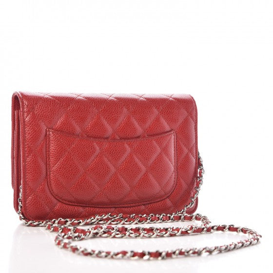 Chanel Caviar Quilted Wallet on Chain WOC Red 3 of 11