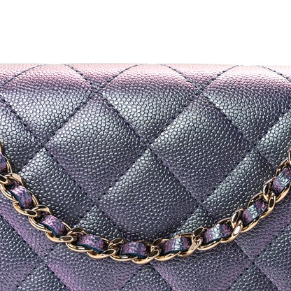 Chanel Iridescent Caviar Quilted Wallet on Chain WOC Dark Blue 9 of 12