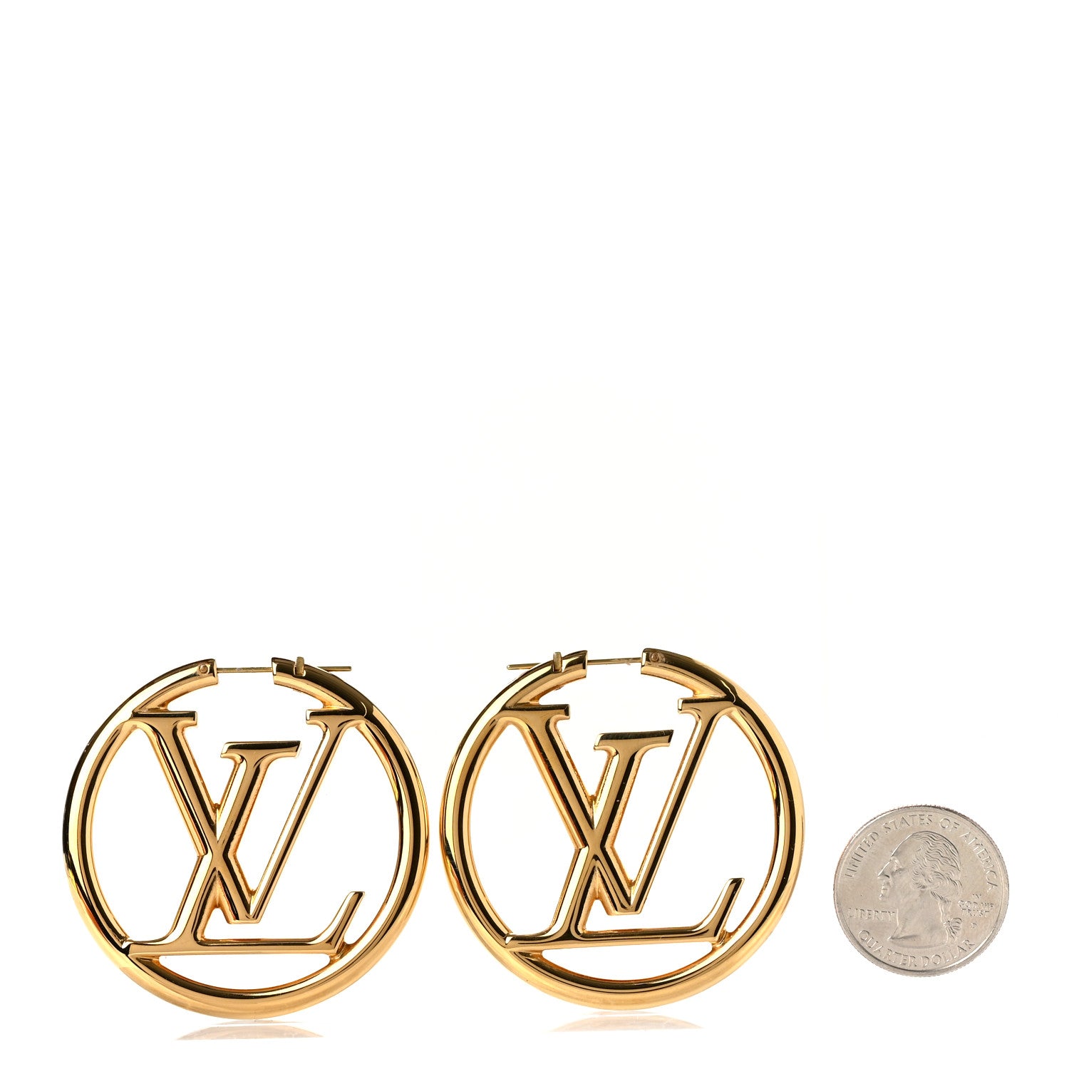 Louis Vuitton Metal Louise Hoop Earrings Gold 2 of 6