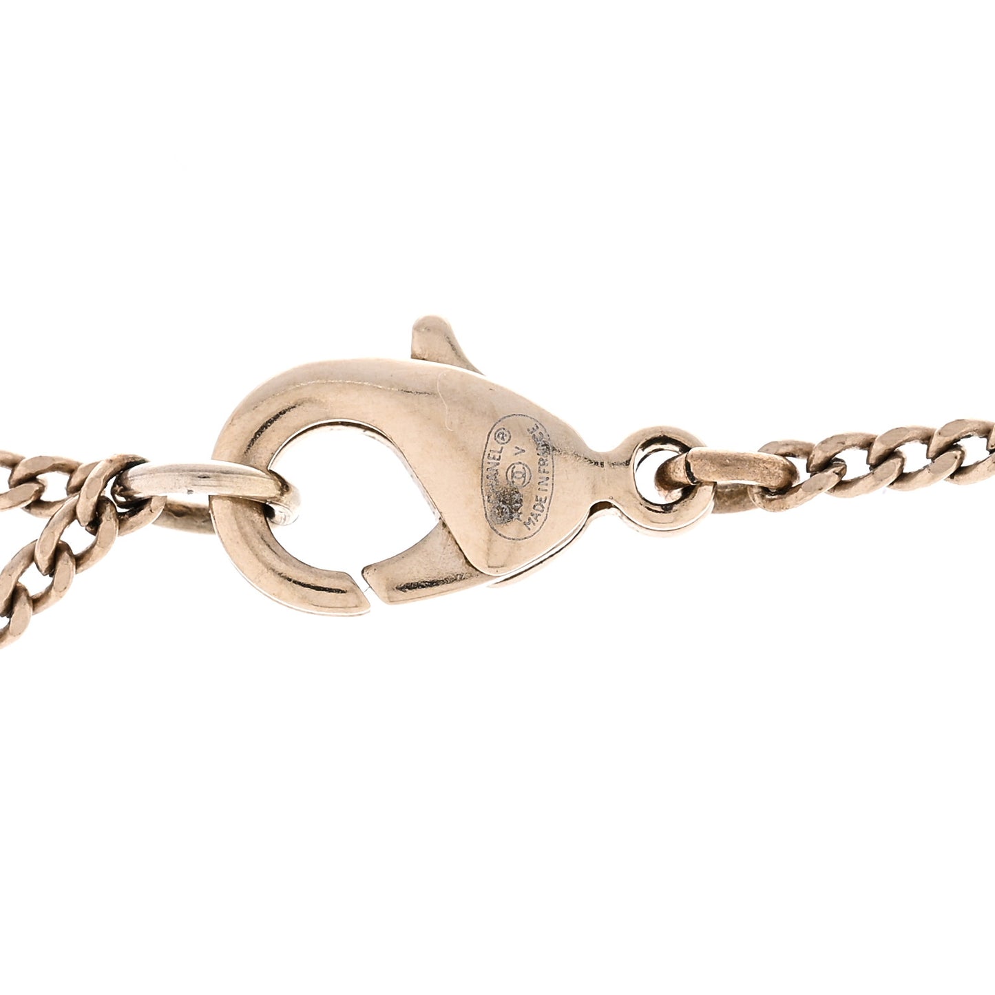 Enamel Bead Pearl CC Drop Necklace Black Gold